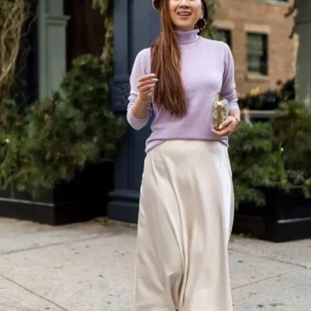 Pendleton 100% Wool Lilac Lightweight Turtleneck Sweater Size Large Petite